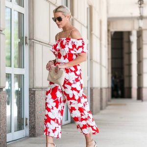 Anthropologie Elevenses off shoulder jumpsuit